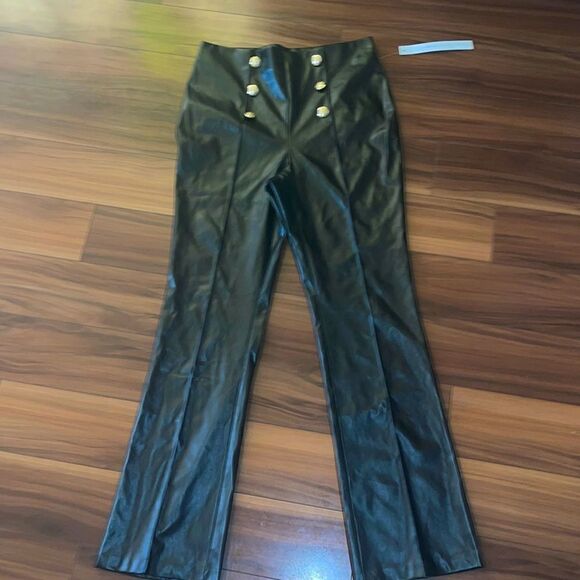 NWT Carole zWren faux leather pants with nautical buttons - Picture 1 of 4